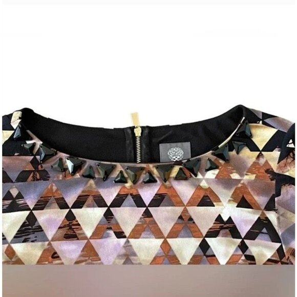 VINCE CAMUTO Multi Geometric Sheath Ponte Dress Woman's Size 10 Excellent very g - Picture 4 of 11